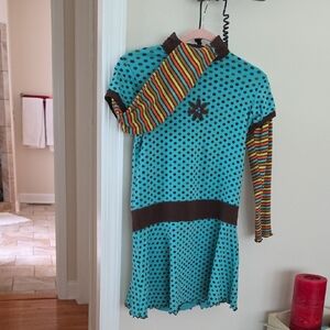 Polka Dot and Striped Dress with Brown Accents